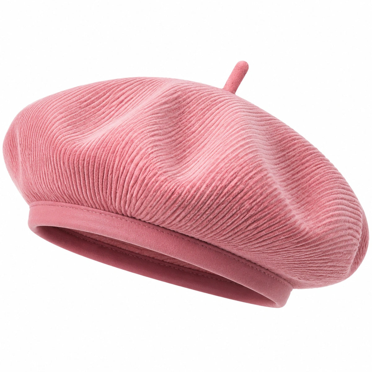 Boina de talla única rosa de pana con estilo casual