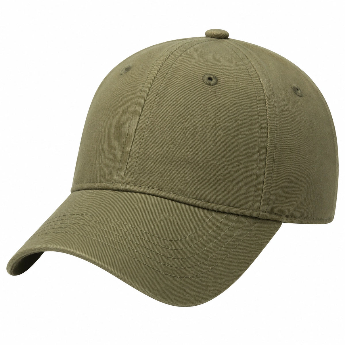 Gorra de béisbol talla única de tejido de sarga verde oliva - visera curva ajustable