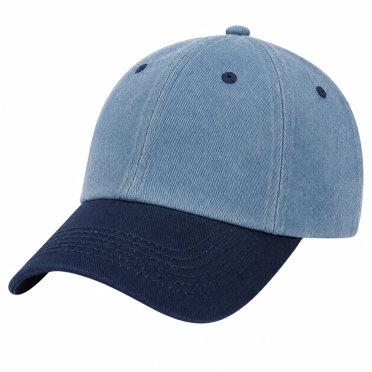 Gorra de béisbol talla única de tejido azul claro y azul marino para uso diario estilo casual