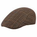 Gorra plana de talla única en tejido marrón de cuadros - estilo clásico