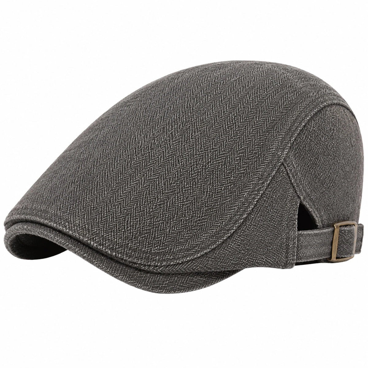 Gorra plana talla única de tejido gris ajustable estilo clásico