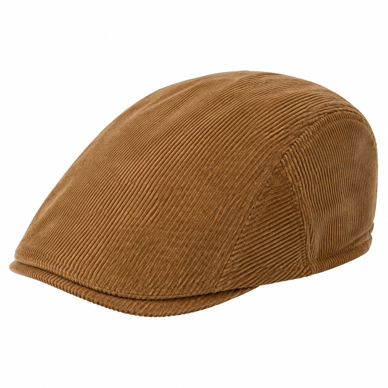 Gorra plana talla única de pana marrón estilo clásico