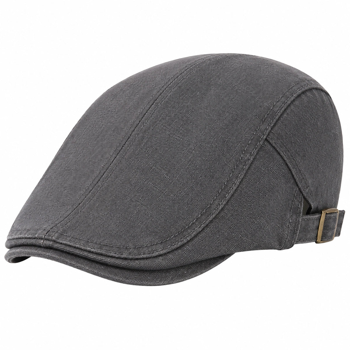 Gorra plana talla única de tejido gris oscuro ajustable estilo clásico