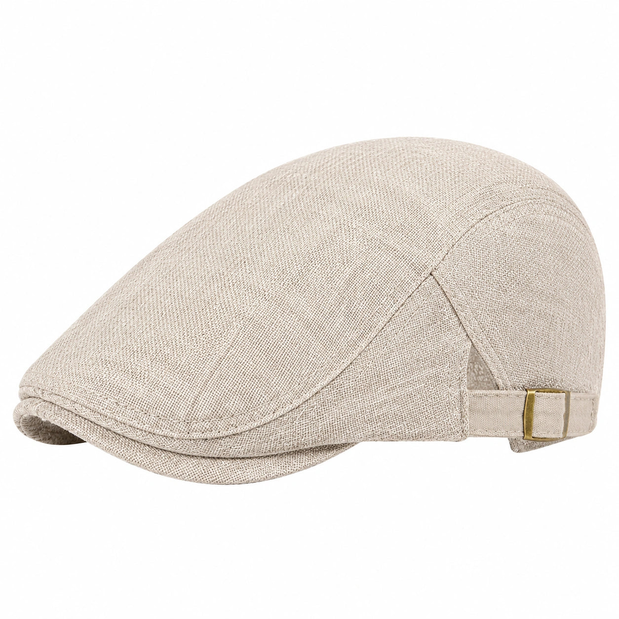 Gorra plana talla única de tejido beige ajustable para uso diario