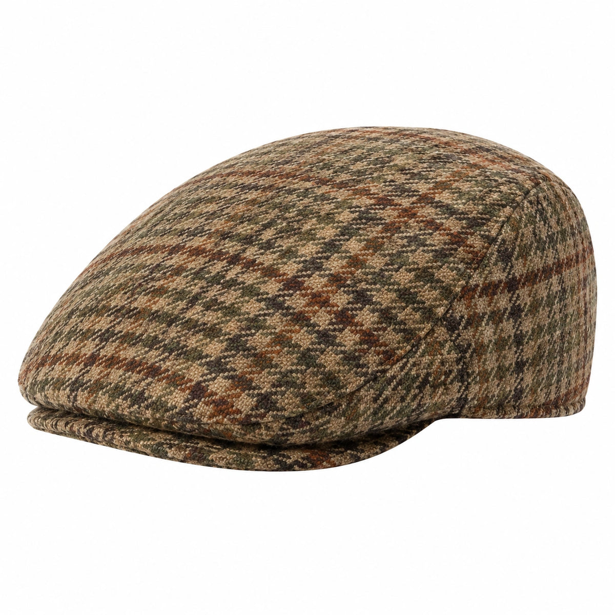 Gorra plana talla única de tejido marrón verde beige estilo clásico