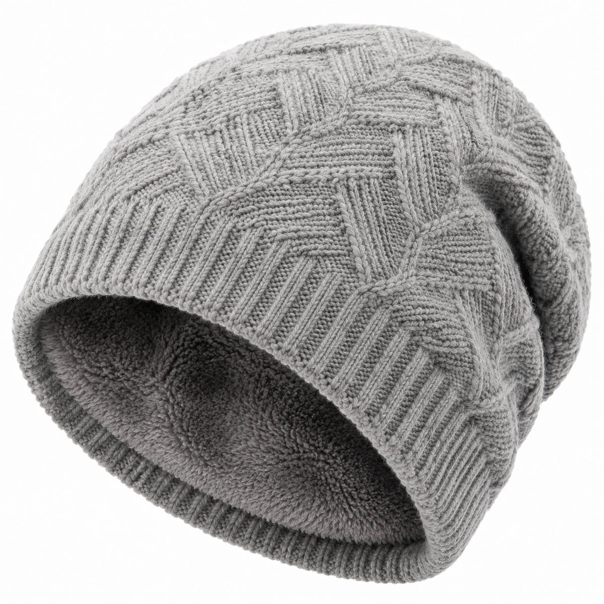 Gorro de punto gris talla única para invierno con forro suave