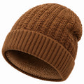 Gorro de punto talla única marrón con forro cálido para uso diario