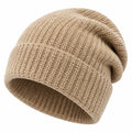 Gorro de punto talla única beige acanalado para uso diario estilo holgado