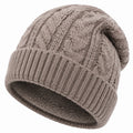 Gorro de punto talla única color topo con trenzas para invierno