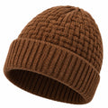 Gorro de punto talla única marrón con borde doblado para uso diario