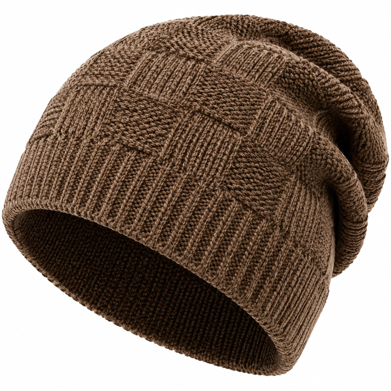 Gorro de punto talla única marrón con canalé estilo casual
