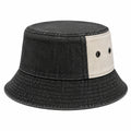 Sombrero bucket talla única de denim negro y beige con ala ancha ajustable