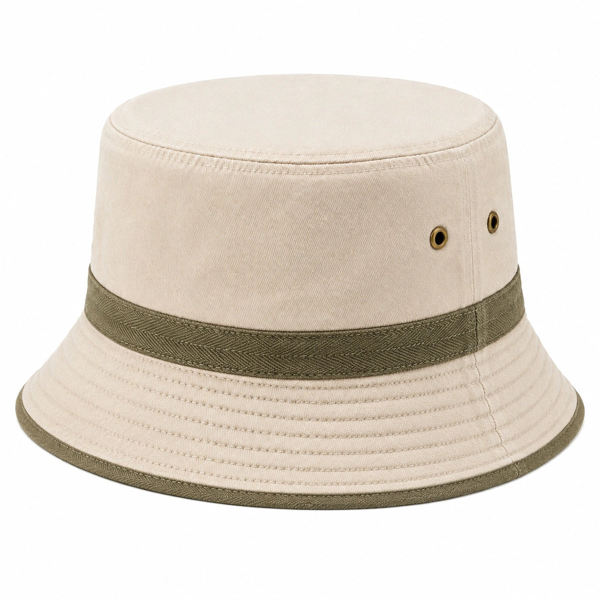 Sombrero pescador talla única de tejido beige y verde - diseño con ventilación