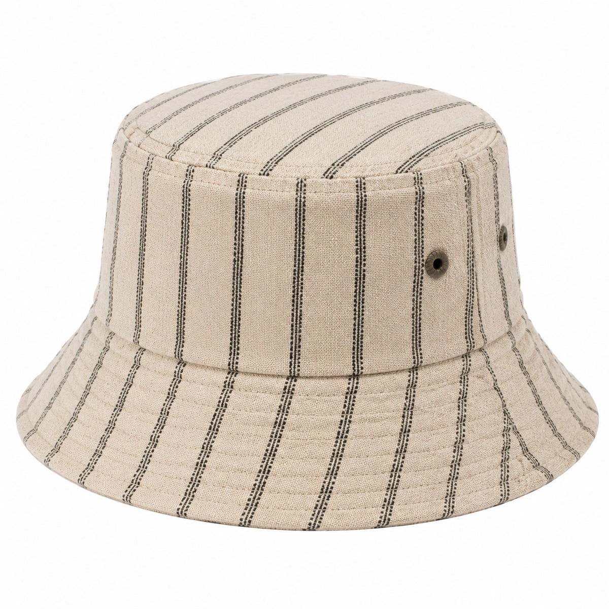 Sombrero cubo talla única de tejido beige con rayas negras - estilo casual