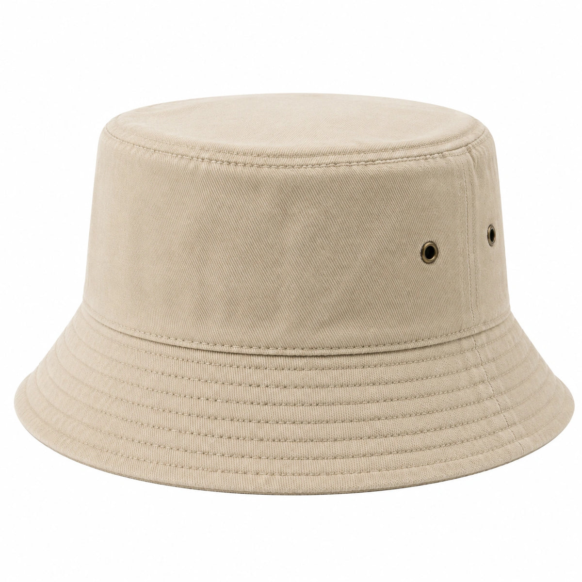 Sombrero bucket talla única de tejido beige con ojales transpirables para uso diario