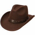 Sombrero vaquero talla única marrón de fieltro con ala curva decorativa