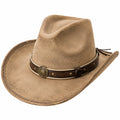 Sombrero cowboy talla única de material sintético beige con cinta decorativa estilo western