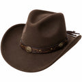 Sombrero cowboy talla única de fieltro marrón con banda de cuero estilo western