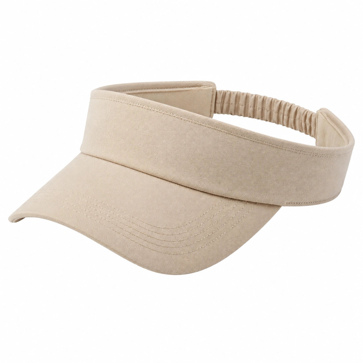 Visera deportiva talla única de tejido beige con banda elástica