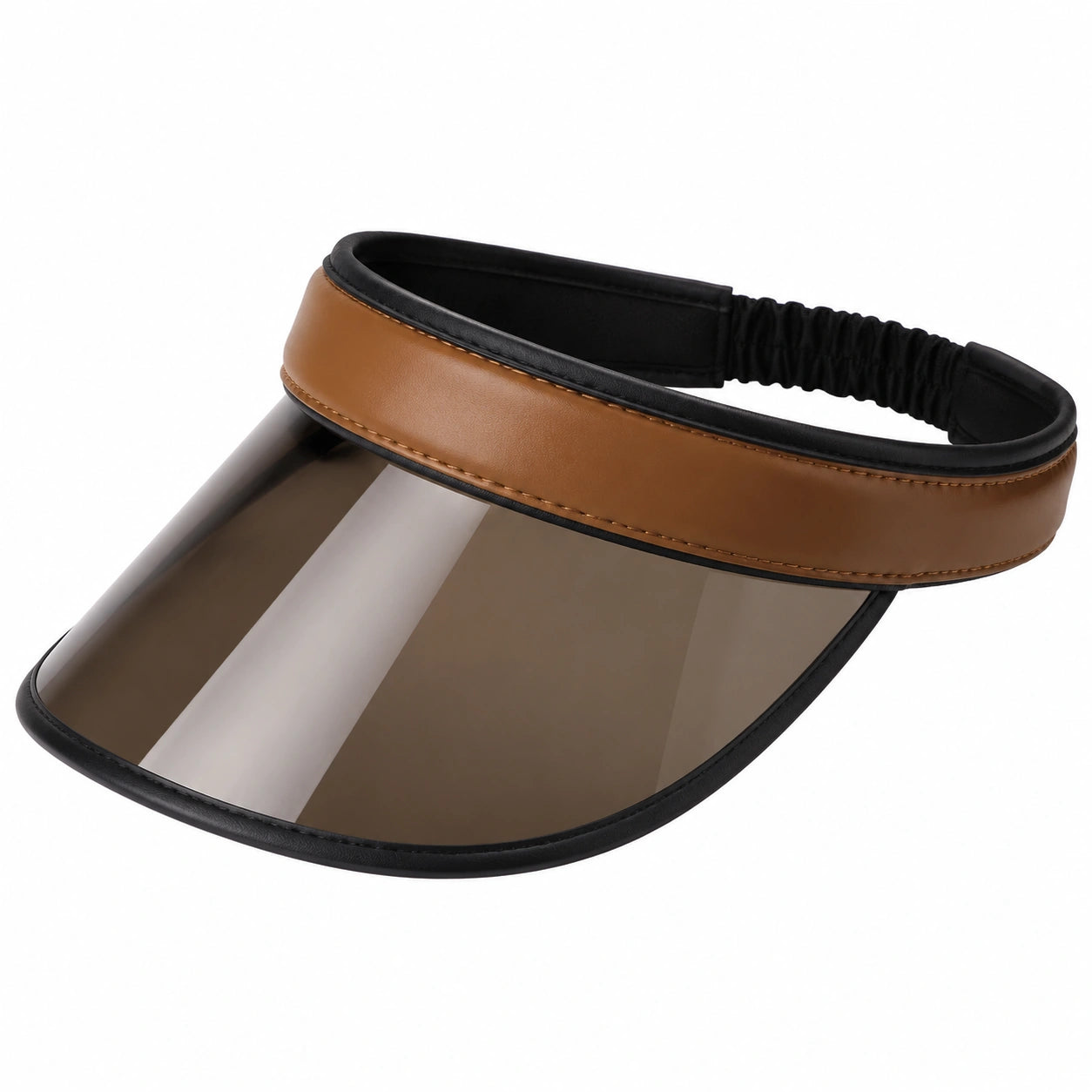 Visera solar unisex talla única con pantalla ahumada y banda marrón ajustable